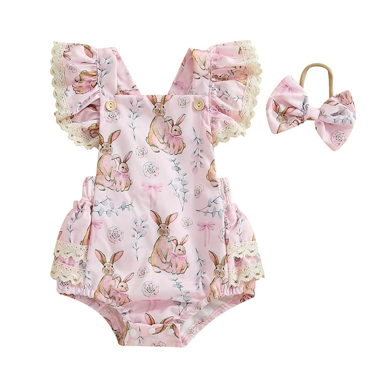 Bunny Blossom Lace Romper Set