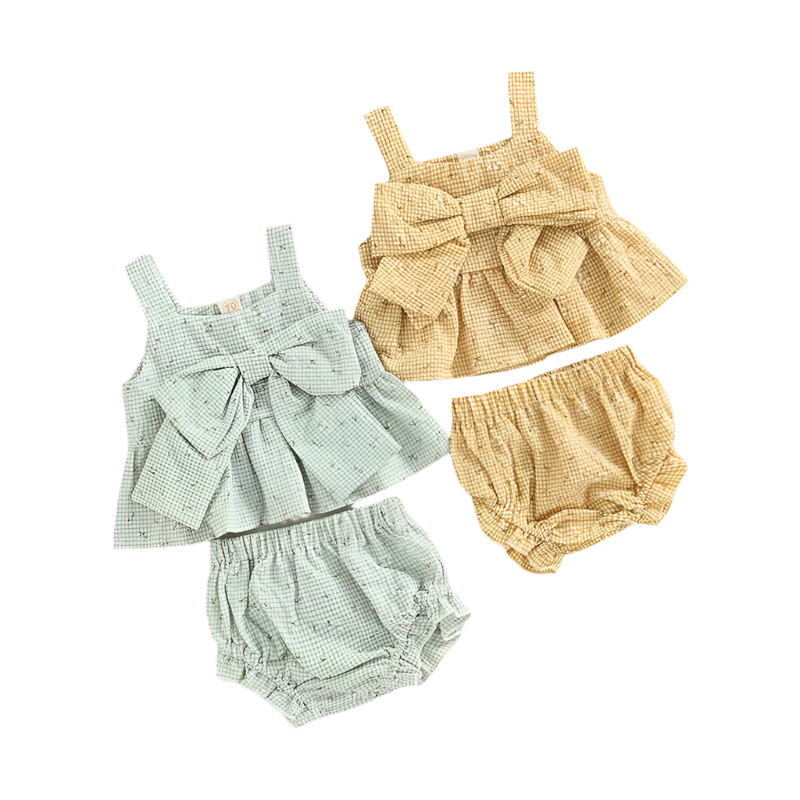 Girls' Sweet Blossom Plaid Set