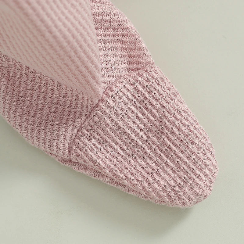 Blush Ruffle Ribbed Jumpsuit & Bow Set