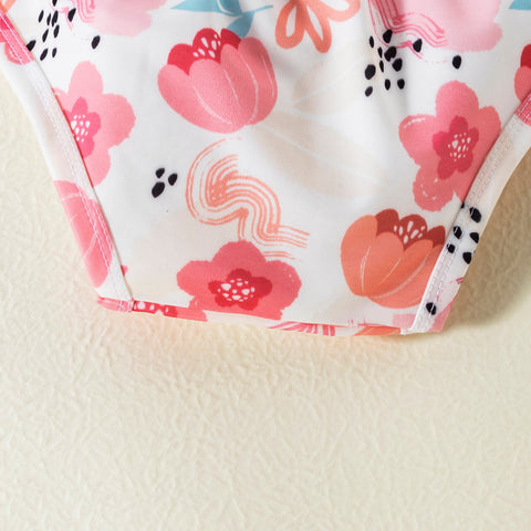 Girls' 2Pcs Floral/Strawberry Printed Swimsuit