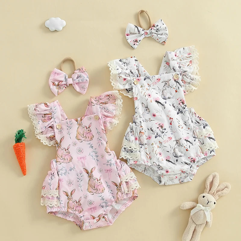 Bunny Blossom Lace Romper Set