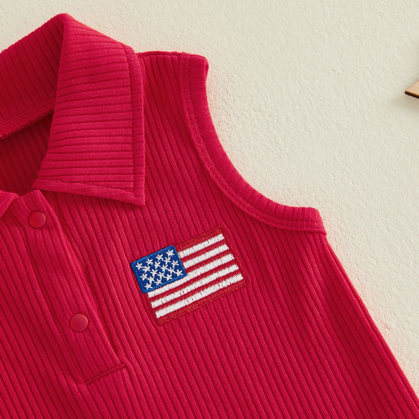 USA Flag Top & Striped Skirt Set