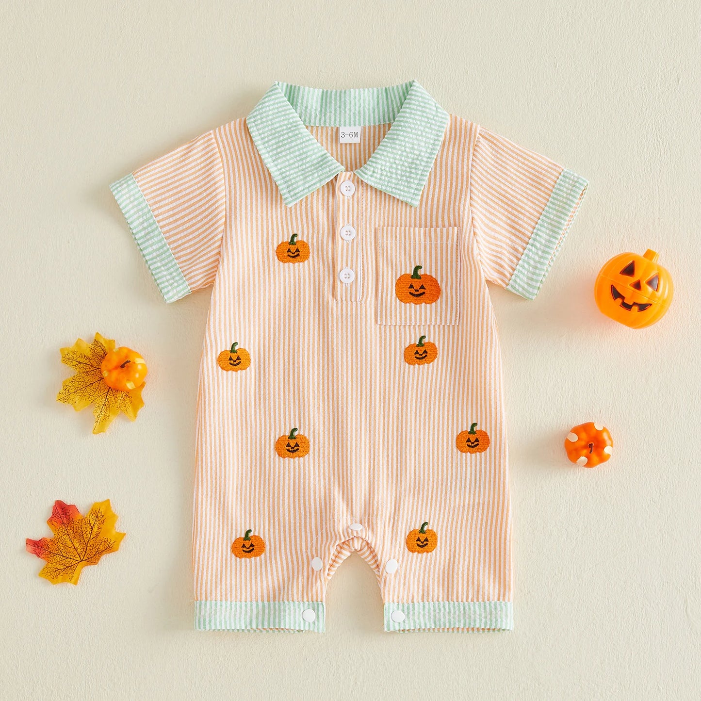 Harvest Stripe Polo Romper
