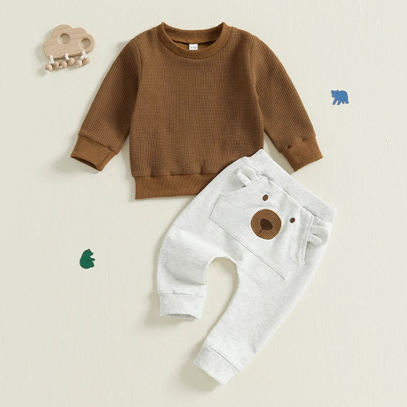 Brown Bear Sweatshirt Pants Set