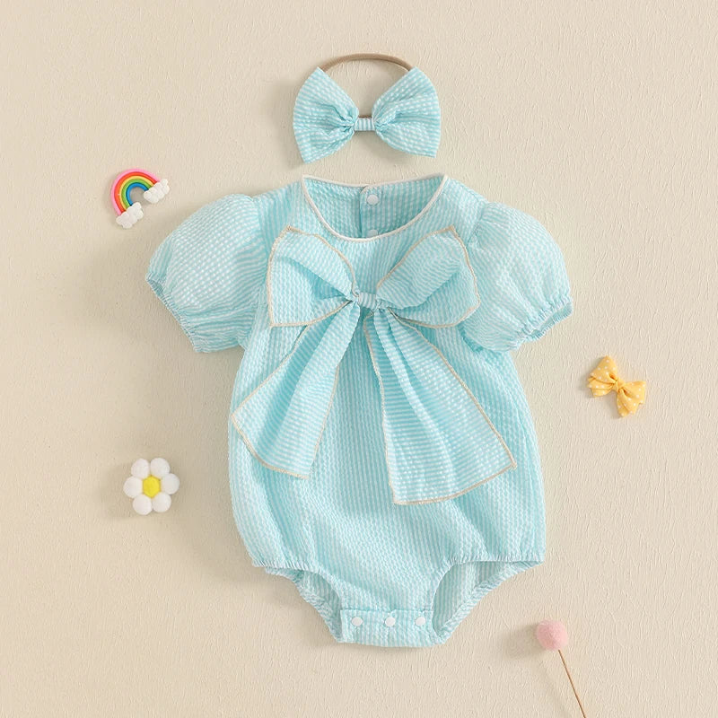 Sweet Whimsy Pastel Bow Romper Set