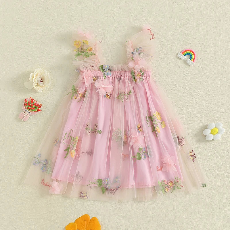 Girls' Floral Tulle Dress