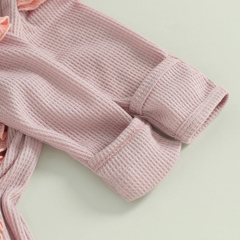 Blush Ruffle Ribbed Jumpsuit & Bow Set