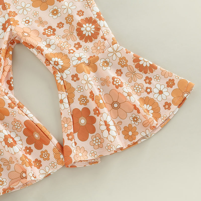 Girls' Flower Power Flare Overalls