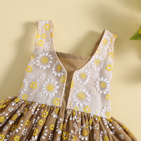 Girl’s Sunflower A-lined Pleated Dress