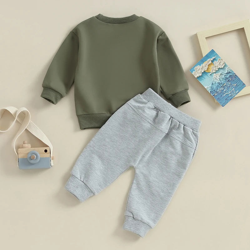 Boys' Little Dude Long Sleeve Pullover + Pocket Pants Set