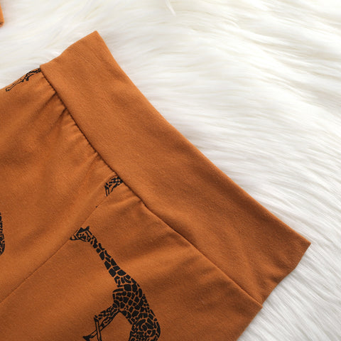 Giraffe Print Long Sleeve Sweatpants Set