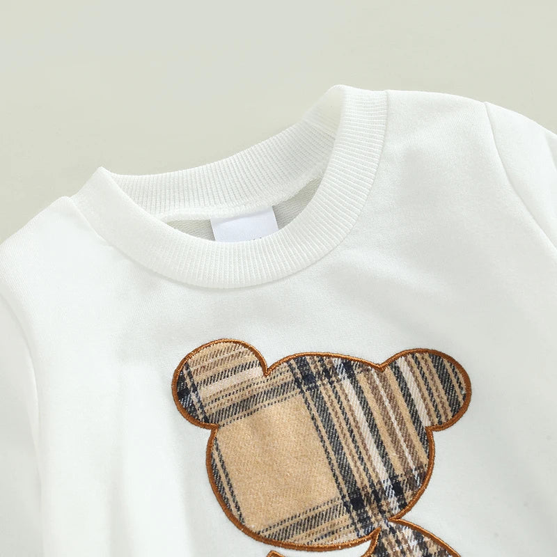 Plaid Bear Pattern Pullover Set