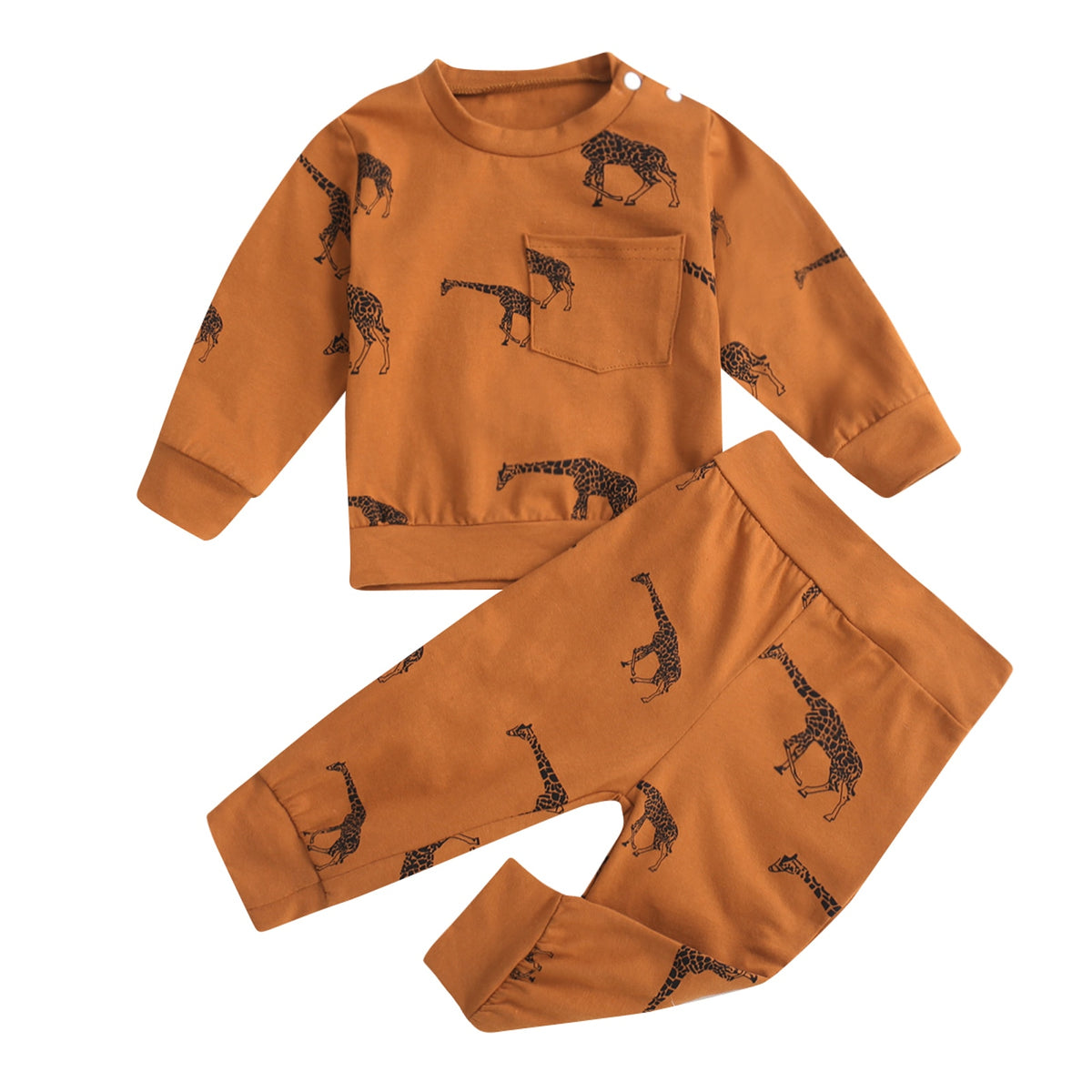 Giraffe Print Long Sleeve Sweatpants Set