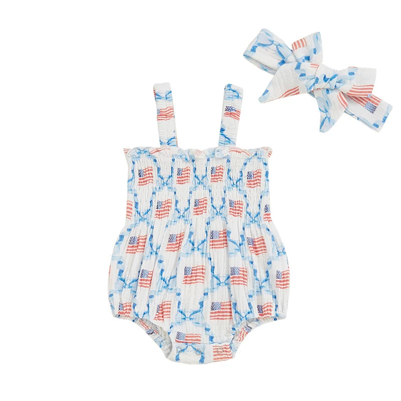 Girls' Star-Spangled Sweethearts Romper Set