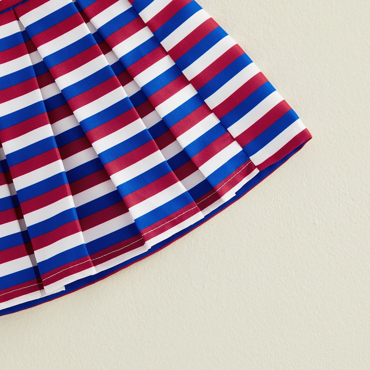 USA Flag Top & Striped Skirt Set
