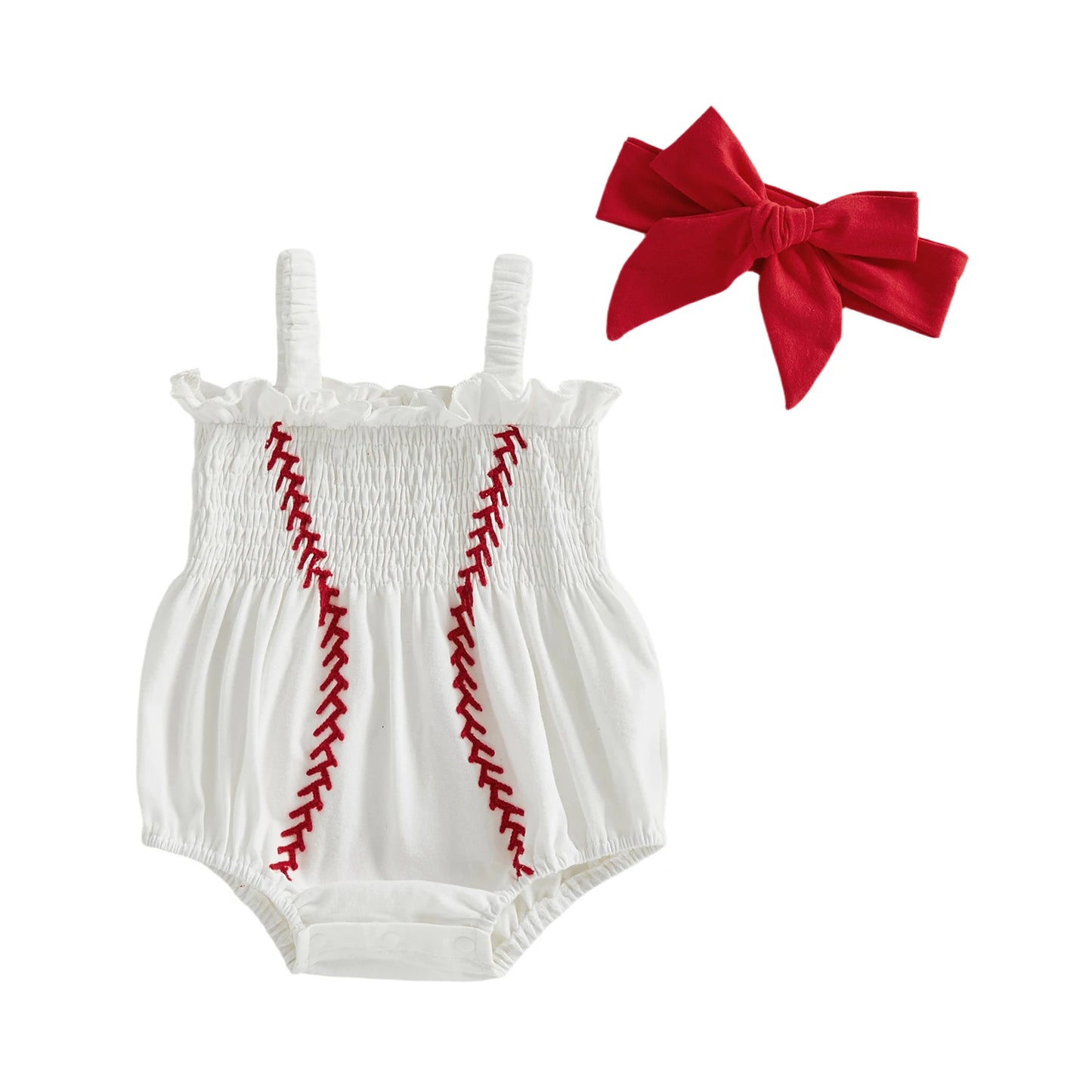 Little Slugger Smocked Bubble Romper Set
