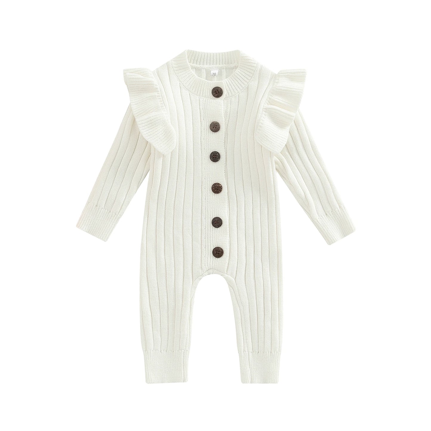 Cozy Ruffle Knit Button Jumpsuit