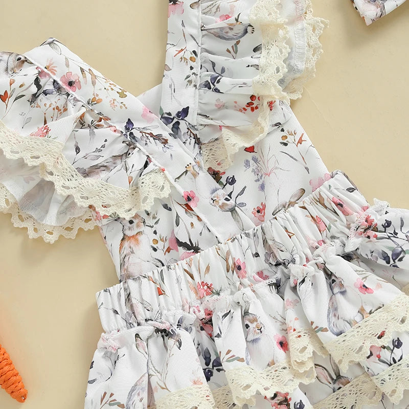 Bunny Blossom Lace Romper Set
