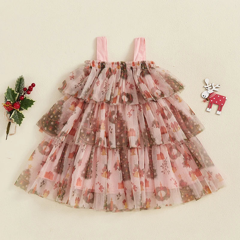 Pink Wreath Flower Tulle Dress