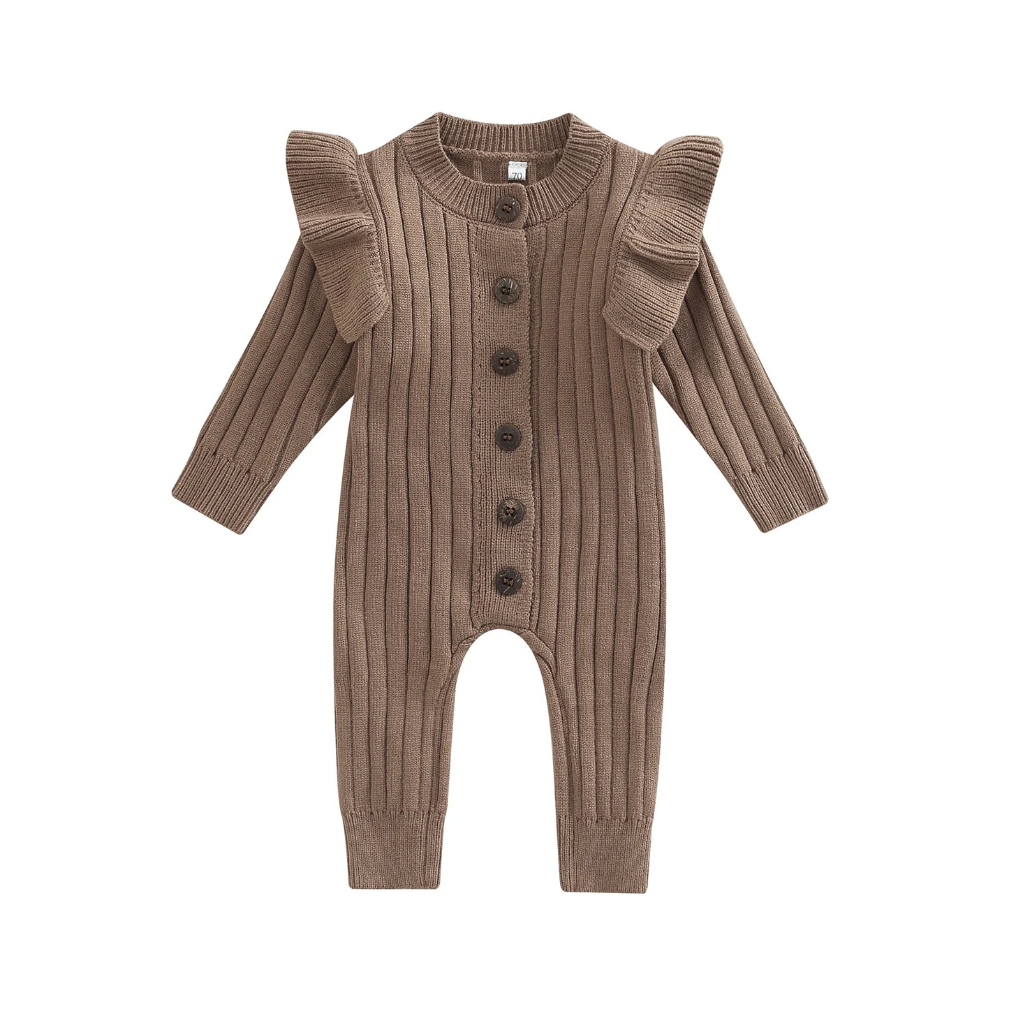 Cozy Ruffle Knit Button Jumpsuit