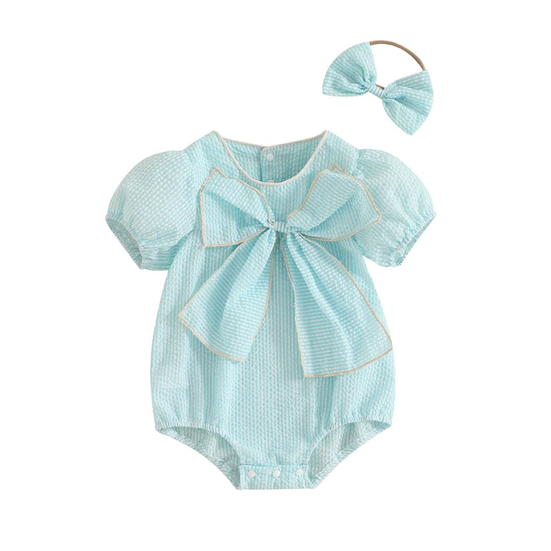 Sweet Whimsy Pastel Bow Romper Set