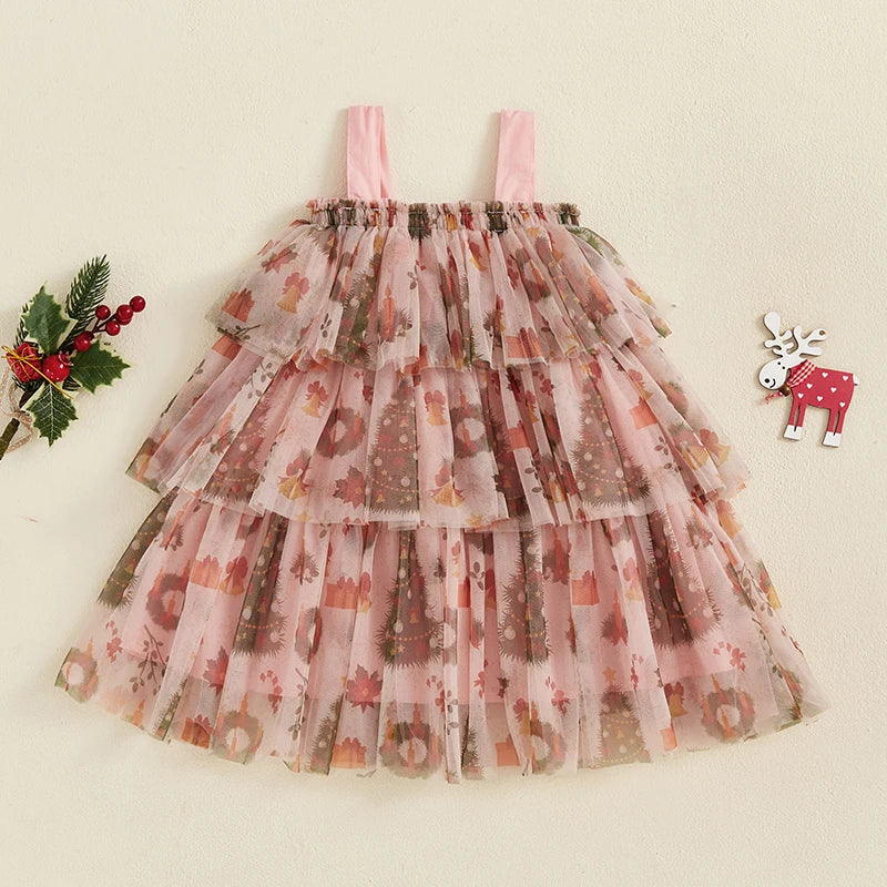 Pink Wreath Flower Tulle Dress