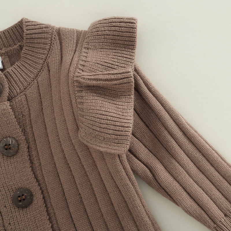 Cozy Ruffle Knit Button Jumpsuit