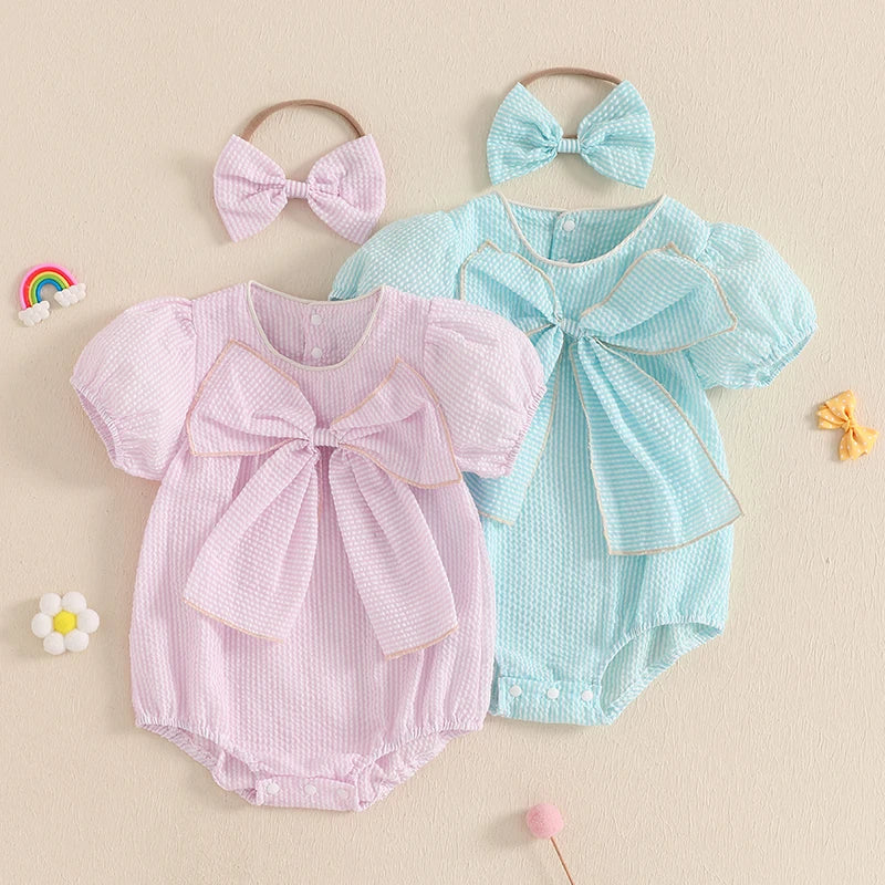 Sweet Whimsy Pastel Bow Romper Set