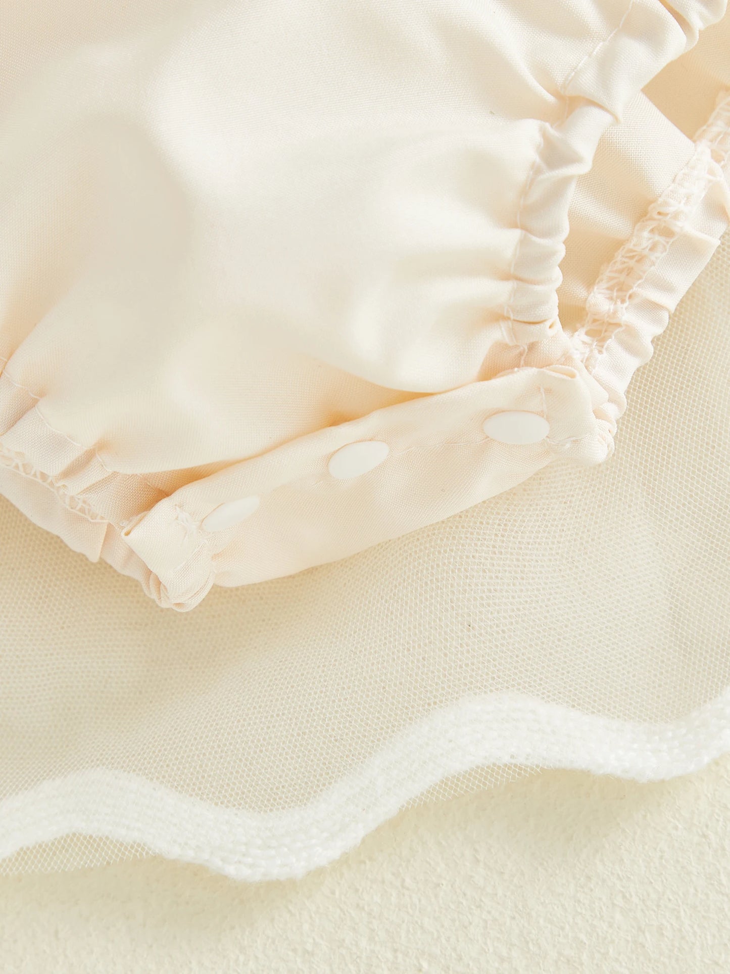 Golden Petal Tulle Dress & Bow Headband Set