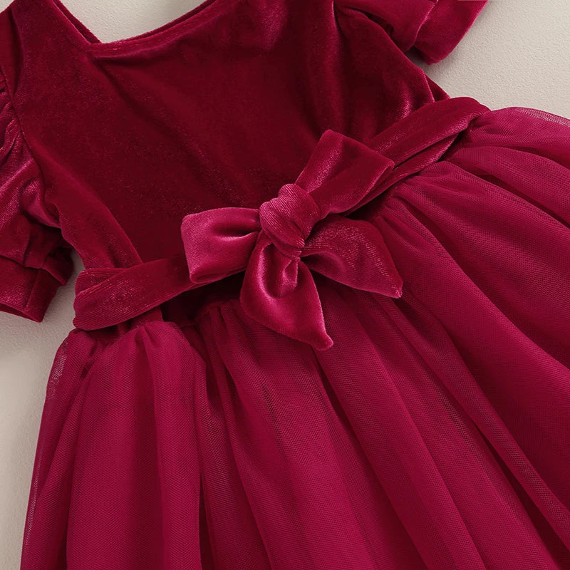 Solid Color Short Puff Sleeve Dress