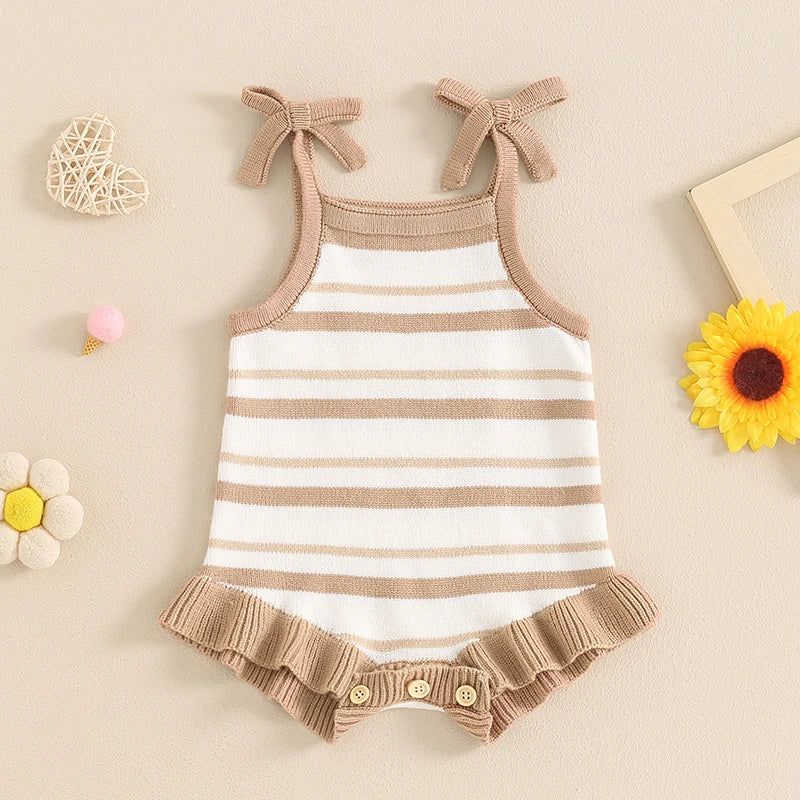 Little Latte Stripe Knit Romper