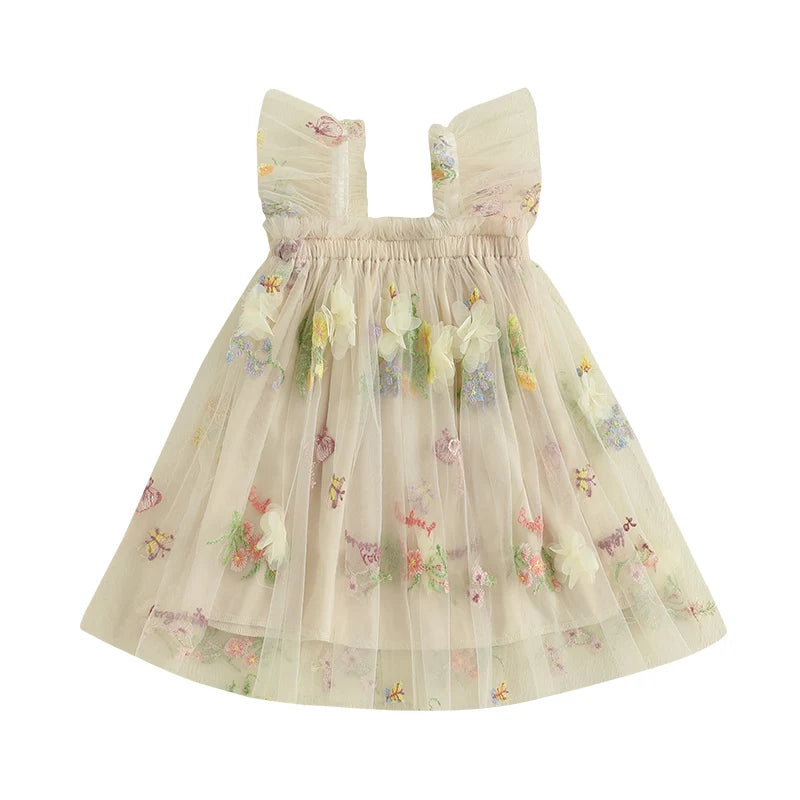 Girls' Floral Tulle Dress
