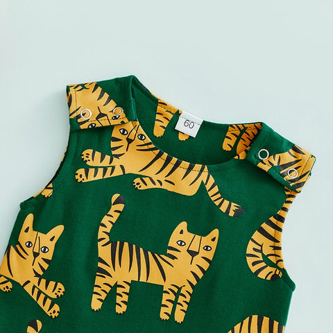 Tiger Print Sleeveless Jumpsuit
