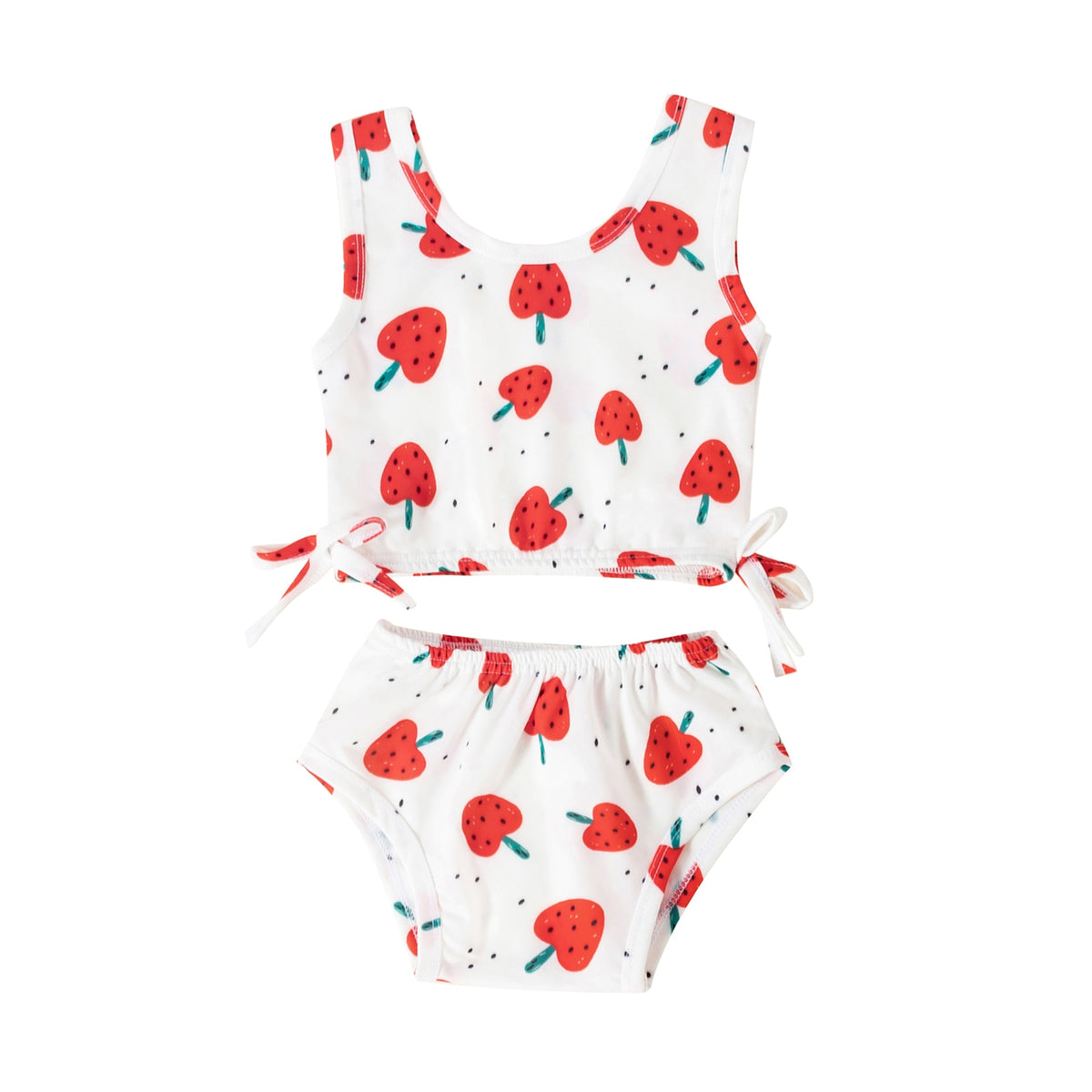 Girls' 2Pcs Floral/Strawberry Printed Swimsuit