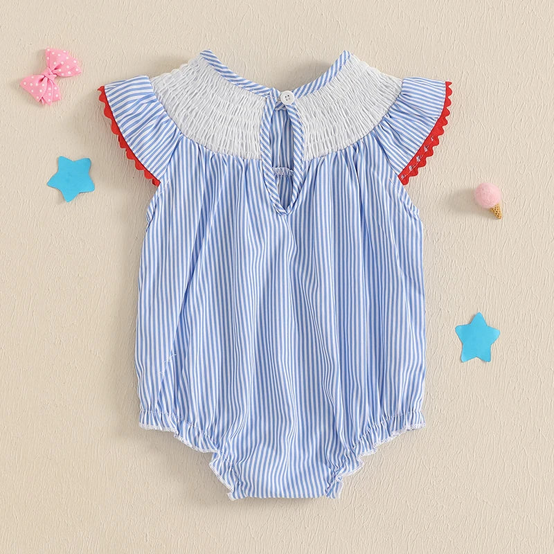 Starry Bow Smocked Bubble Romper
