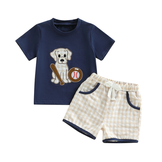 Baby Boy Baseball Dog Two-Piece Set