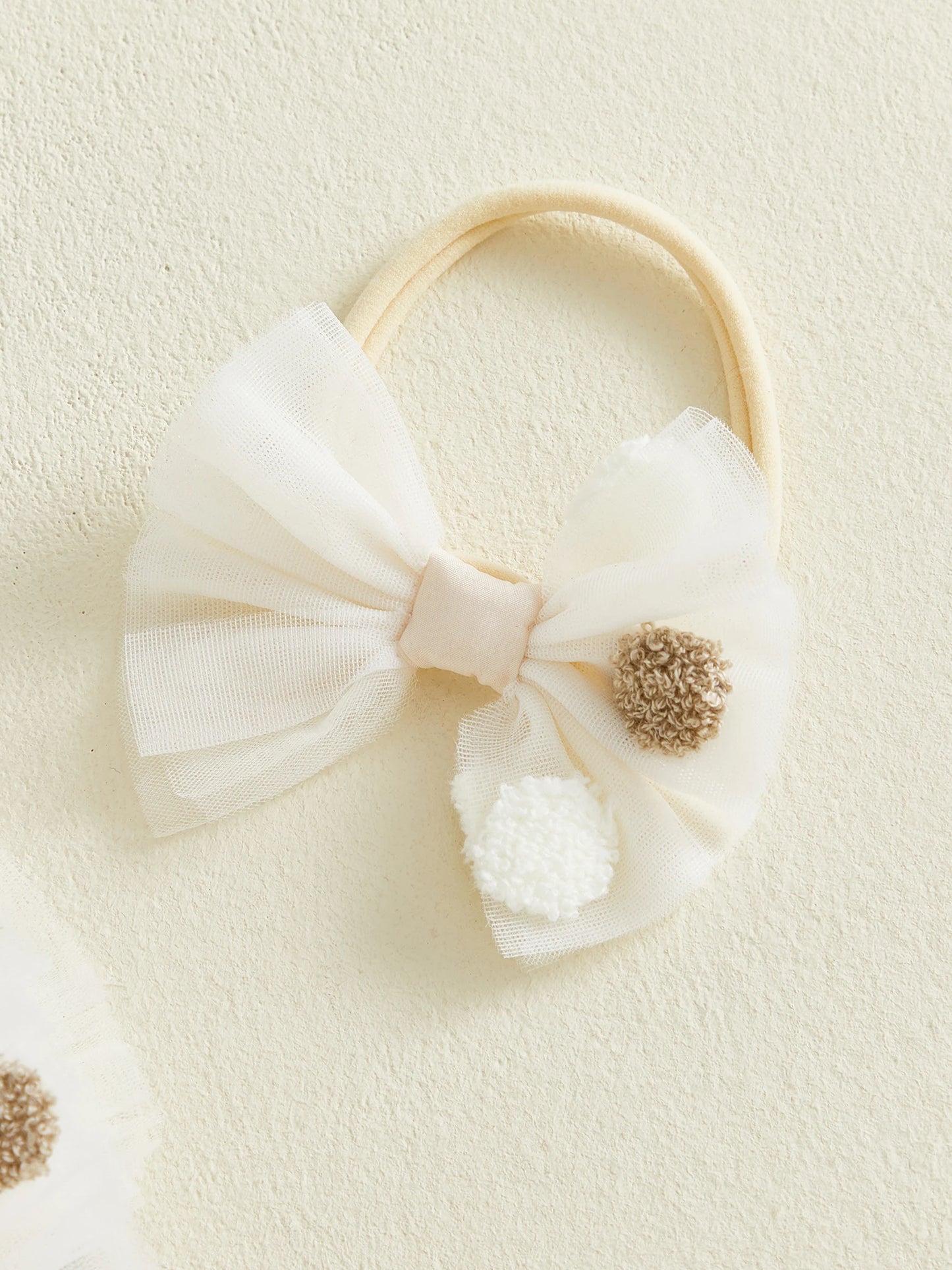 Golden Petal Tulle Dress & Bow Headband Set