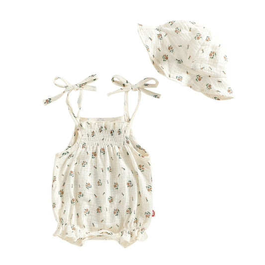 Sunny Days Muslin Romper & Sun Hat Set