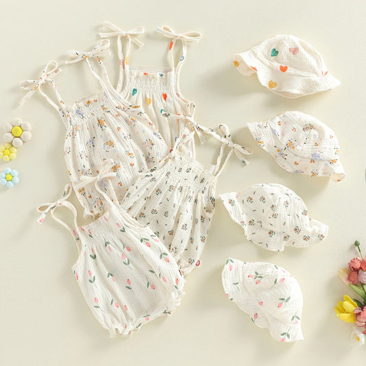 Sunny Days Muslin Romper & Sun Hat Set