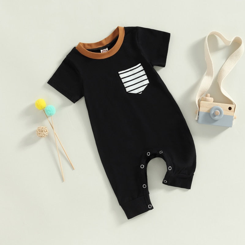 Boys' Contrast Color Striped Jumpsuit