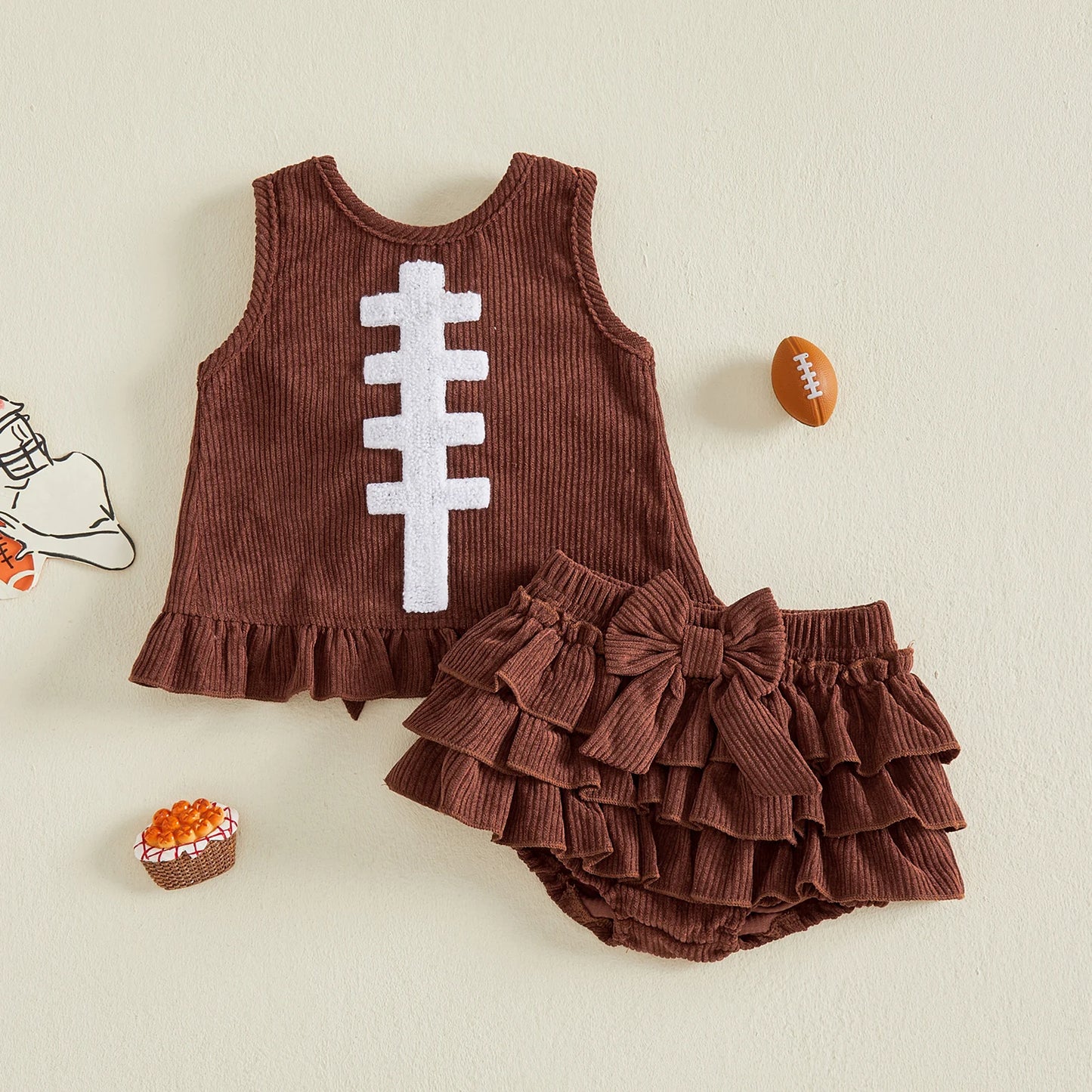 Sunday Sweetheart Football Ruffle Set
