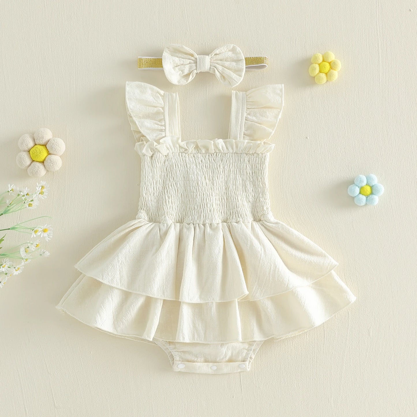 Everly Ruffle Smocked Romper Set