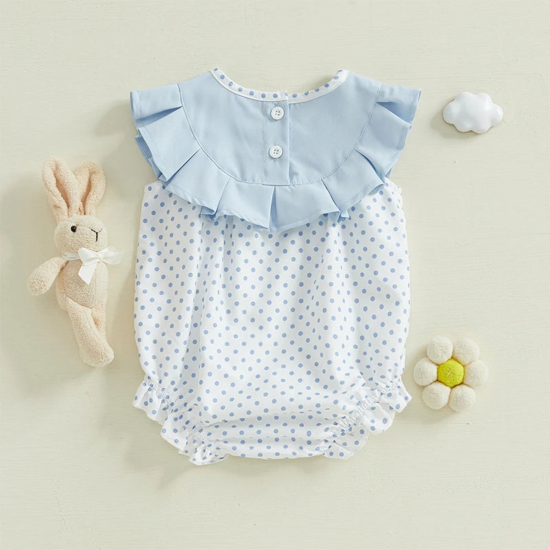 Ruffle Rabbit Embroidery Romper