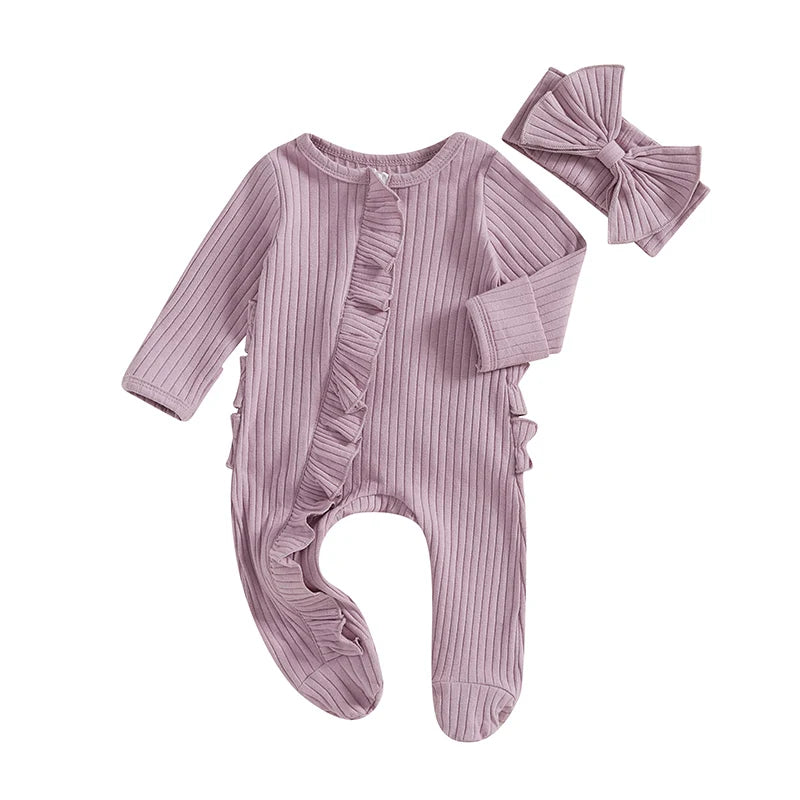 Sweetheart Ruffle Footie Knit Set