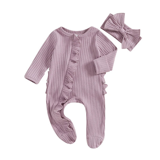 Sweetheart Ruffle Footie Knit Set