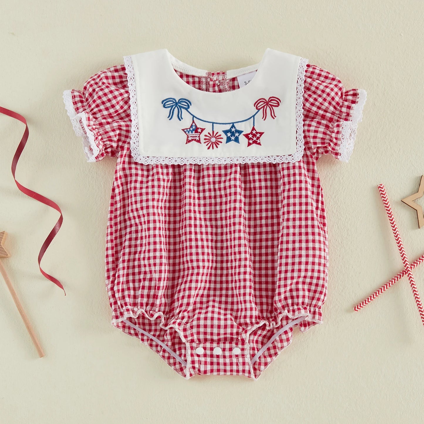 Baby Girl Patriotic Bubble Romper