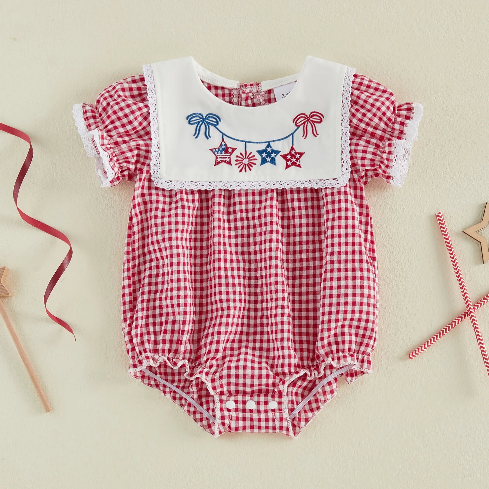 Baby Girl Patriotic Bubble Romper