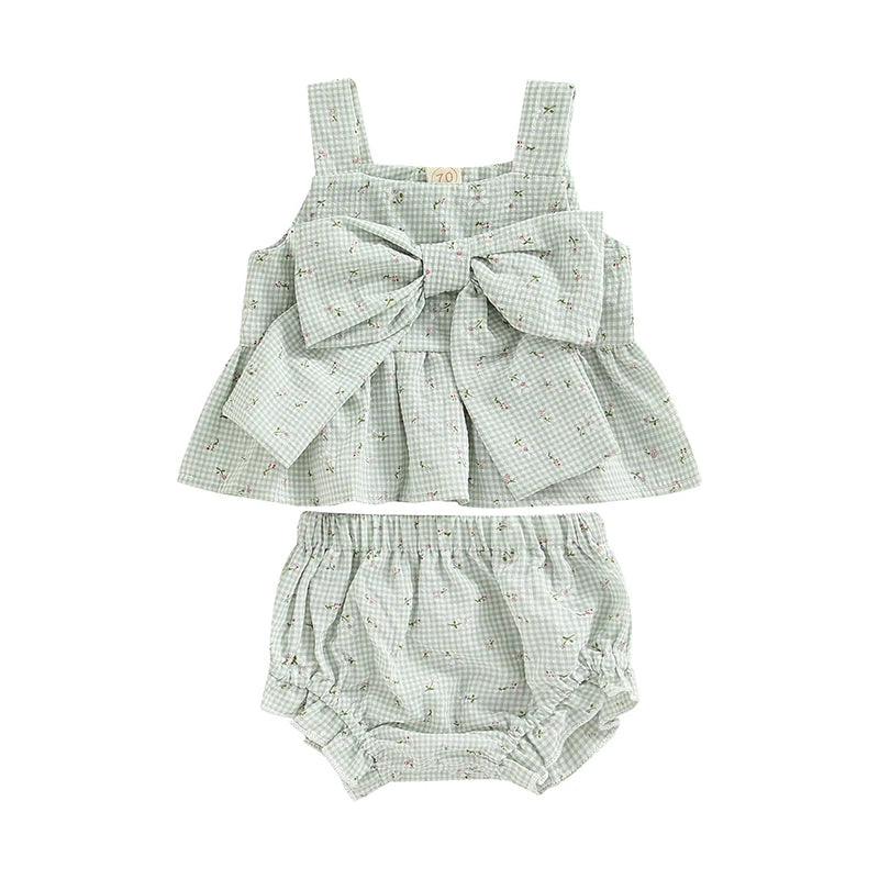 Girls' Sweet Blossom Plaid Set