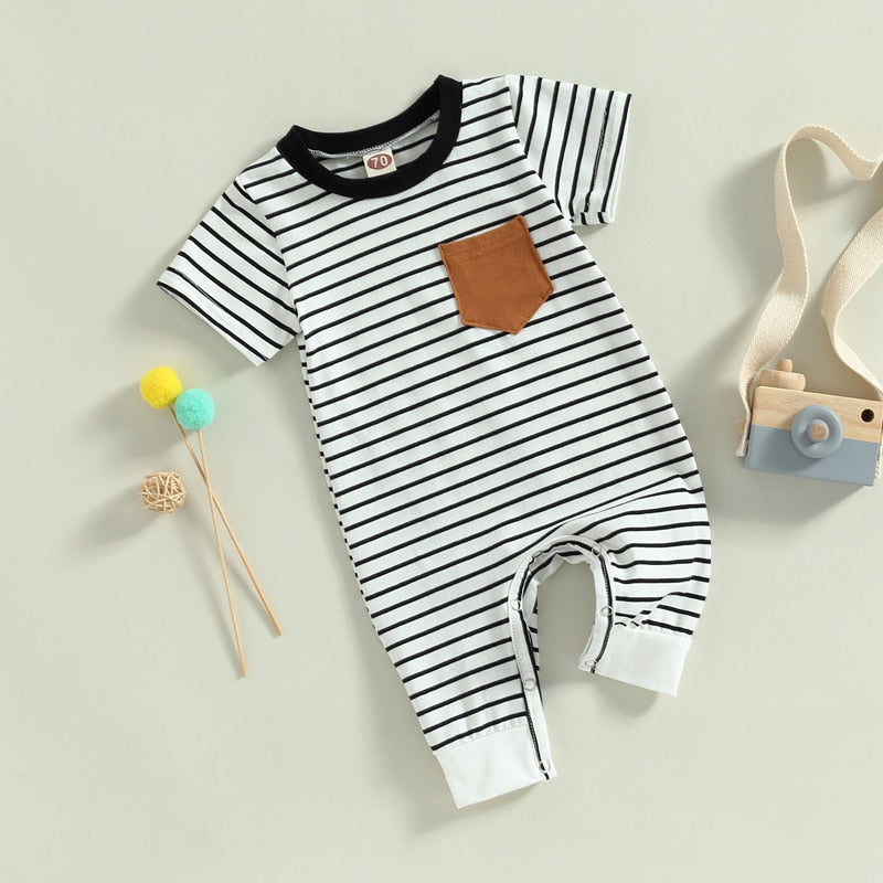 Boys' Contrast Color Striped Jumpsuit