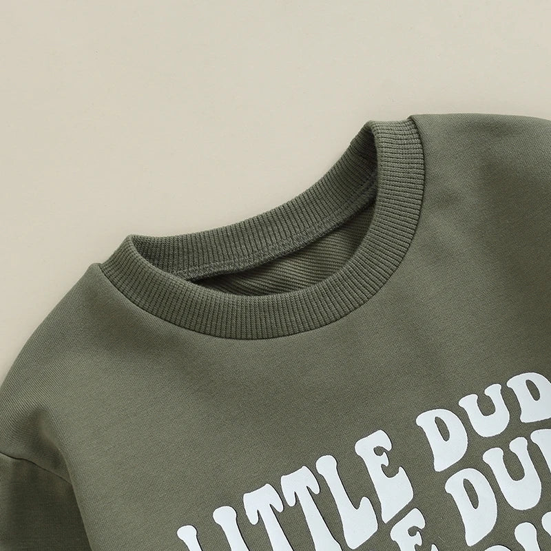 Boys' Little Dude Long Sleeve Pullover + Pocket Pants Set